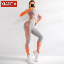 Traje de ropa deportiva femenina ropa de gimnasio sin costuras de gimnasio de gimnasio juego de yoga de gimnasio leggings camisas recortadas sets de entrenamiento